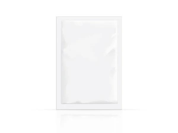Φακελίσκος λευκής συσκευασίας σε λευκό φόντο — Διανυσματικό Αρχείο
