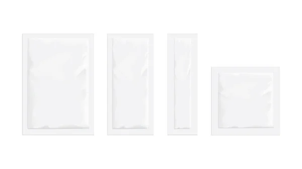 白い背景にベクトルホワイト包装小袋 — ストックベクタ