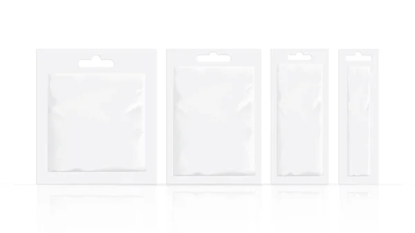 白い背景にベクトルホワイト包装小袋 — ストックベクタ