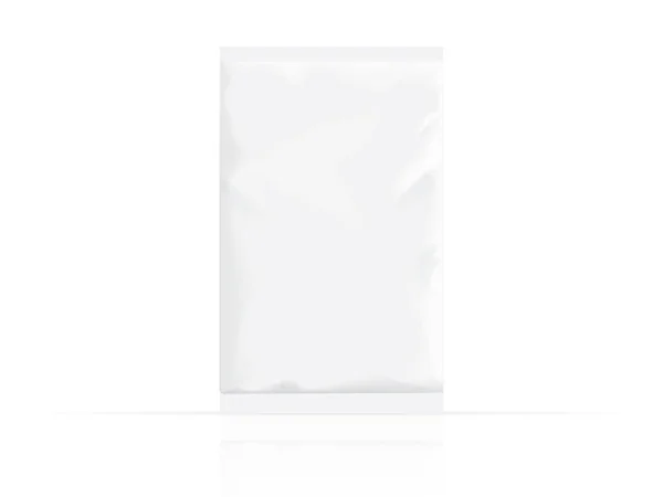 Vector white packaging sachet on white background — Stock Vector