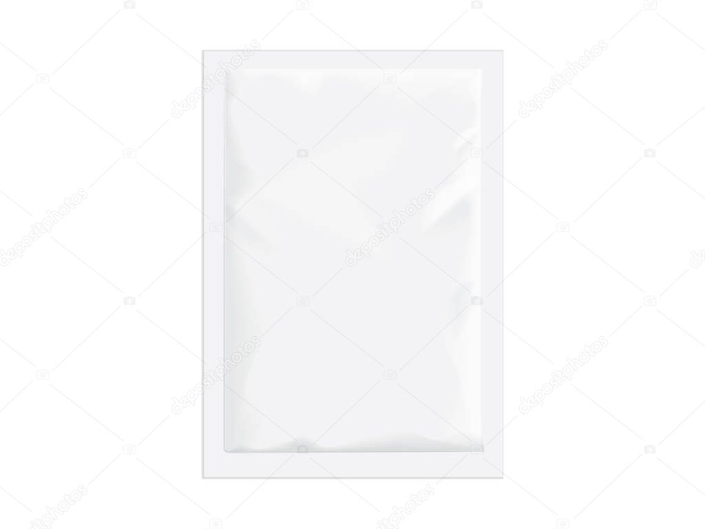 vector white packaging sachet on white background