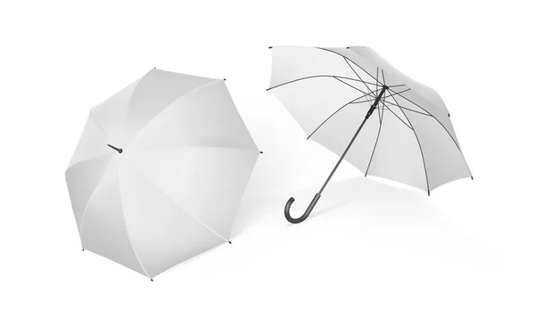 Dos Paraguas Blancos Diferentes Lados Aislados Vector Fondo Blanco Simulan — Vector de stock