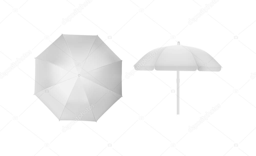 white sun umbrella isolated on a white background vector mock up