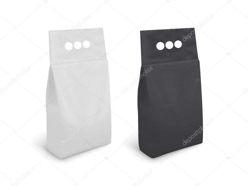 Black and white blank packaging isolated on white background vector mock up template