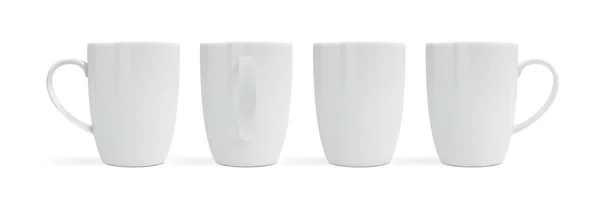 Tasses Blanches Isolées Sur Fond Blanc Vue Différents Côtés — Image vectorielle