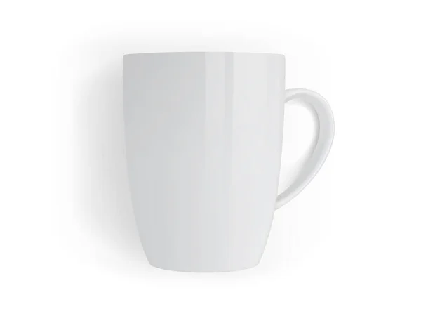 Tasse Blanche Isolée Sur Fond Blanc Vecteur Maquette — Image vectorielle