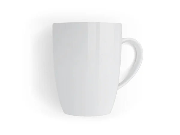 Taza Blanca Aislado Fondo Blanco Vectorial Maqueta Hasta — Vector de stock