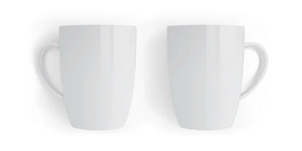 Weiße Tassen Isoliert Auf Weißem Hintergrund Ansicht Von Verschiedenen Seiten — Stockvektor