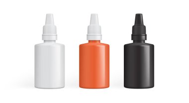 Göz damlası, kulaklar için damla, burun için damla ya da yapıştırıcı için paket. Beyaz arkaplanda izole edilmiş vektör illüstrasyonu