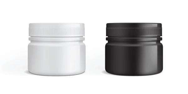 Weiße Und Schwarze Kunststoff Creme Verpackung Isoliert Auf Weißem Hintergrund — Stockvektor