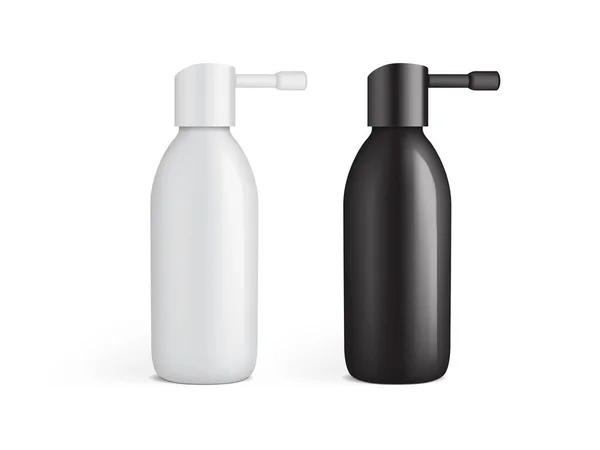 White Black Plastic Bottle Ear Spray Isolated White Background Mock — Stock Vector