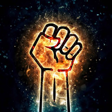 Yanma etkisi ile protesto poster