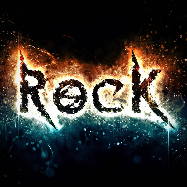 Rock poster with burning design — Stock Photo, Image