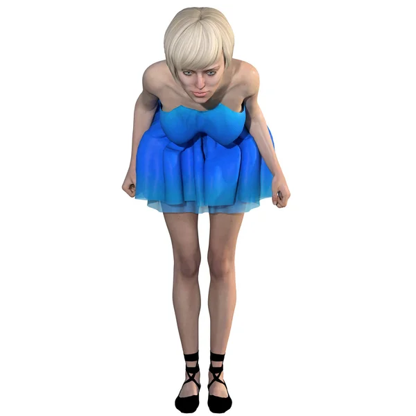Una giovane donna ben curata con un vestito blu — Foto Stock