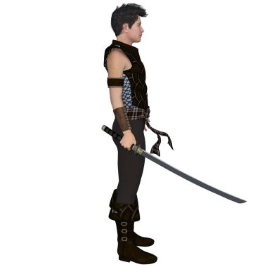 Bir savaşçı bir eski zaman bir kılıç ile hafif zırh