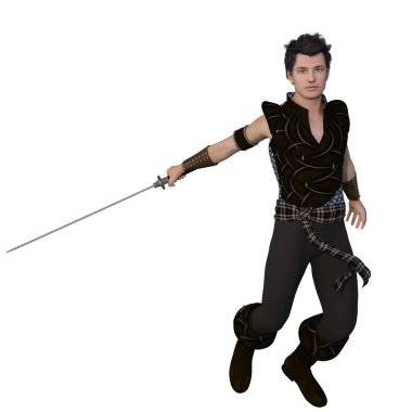 Bir savaşçı bir eski zaman bir kılıç ile hafif zırh