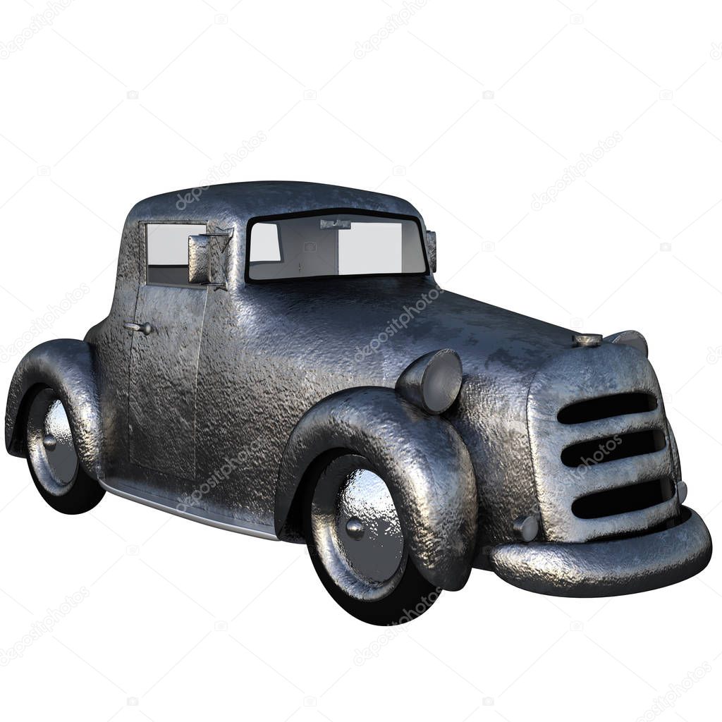 One small old car made of iron
