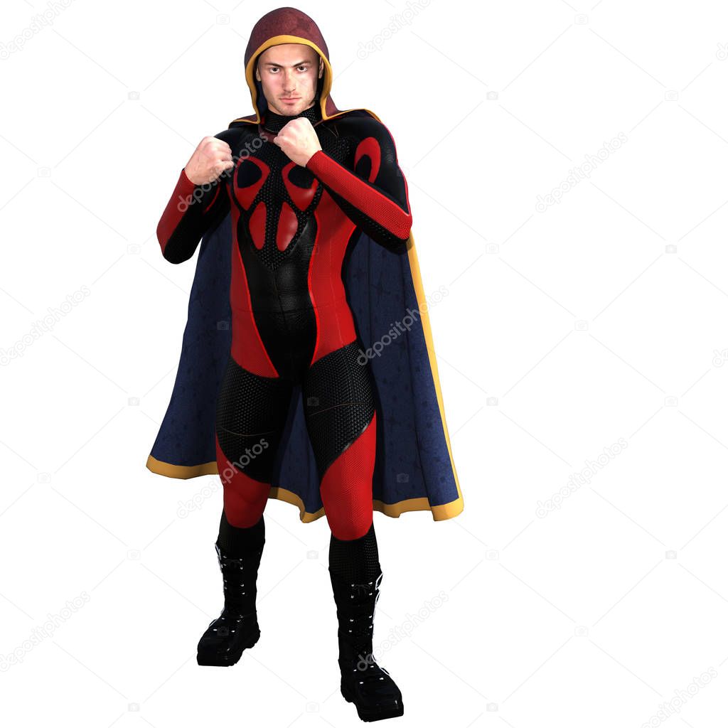 One young man in a super suit and a red cloak