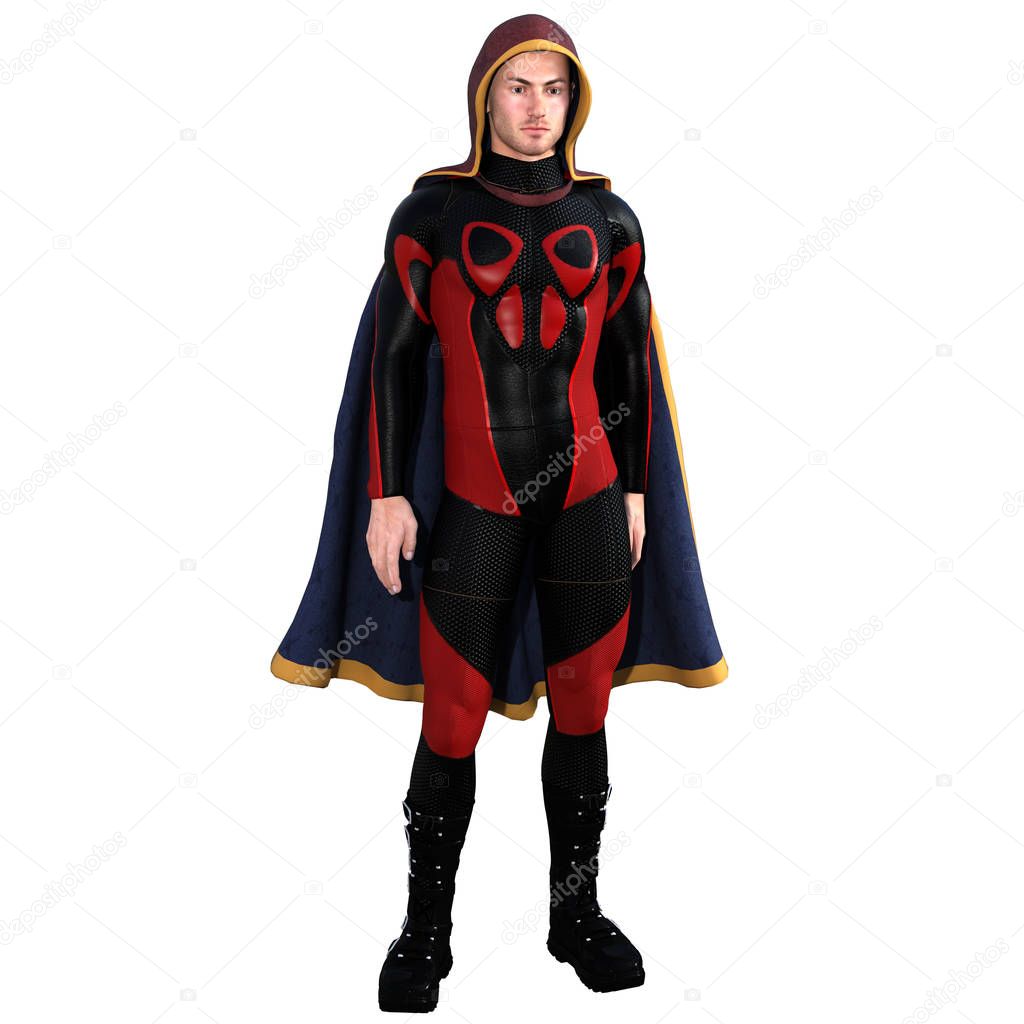 One young man in a super suit and a red cloak