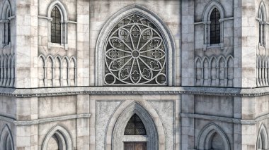 gizemli Kalesi ve onun orta bölüm pencere görünümünü