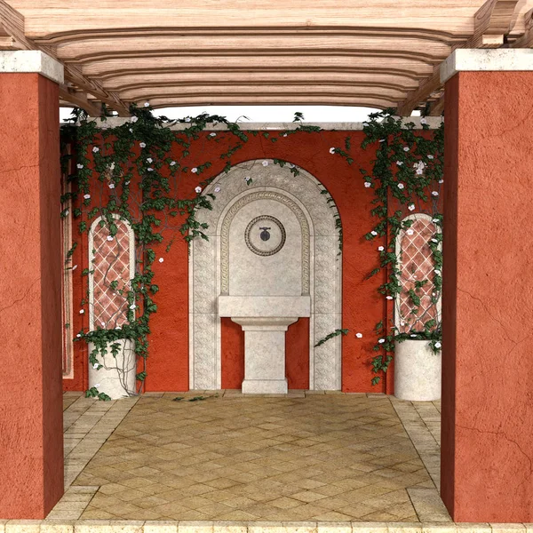 View of the pergola from the inside in daylight — Stock Photo, Image