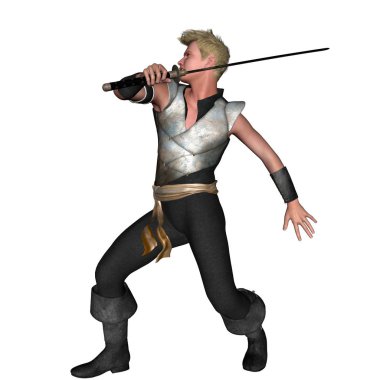 Bir savaşçı bir eski zaman bir kılıç ile hafif zırh