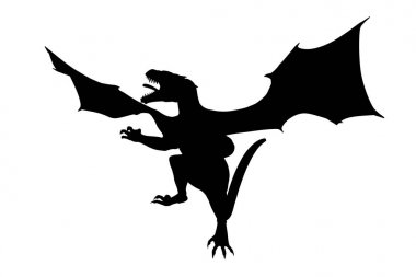 büyük ve güçlü uçan ejderha gölgesi. Ağzını sonuna kadar açık