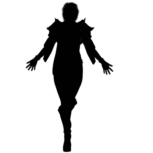 Uma sombra de uma jovem feiticeira no super terno de fantasia — Fotografia de Stock