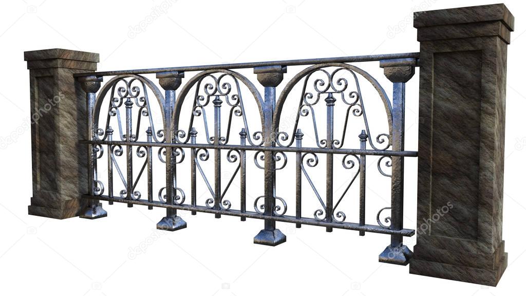 View of a large metal fence