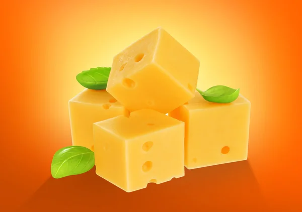 Kubus kaas geïsoleerd. Met uitknippad. — Stockfoto