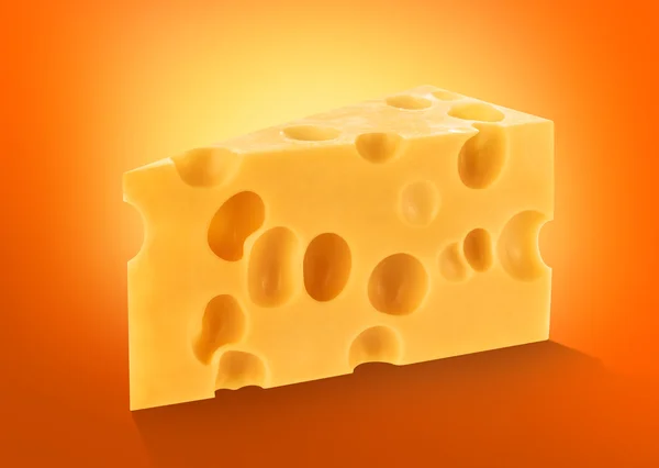 절연, 치즈 덩어리 컷아웃 조각 — 스톡 사진