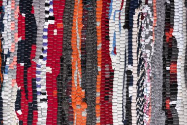 Renkli el yapımı kumaş doku rengarenk halı ya da halı