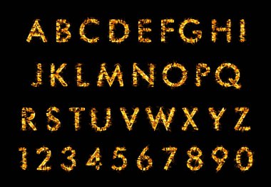 Yazı tipi harf, alfabe alevler içinde ateş