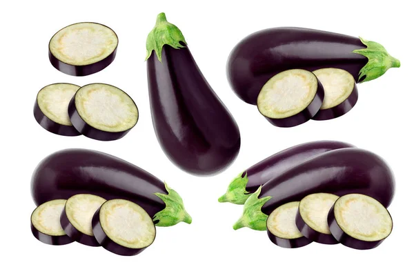 Aubergine isolerad på vit bakgrund, med urklippsbana — Stockfoto