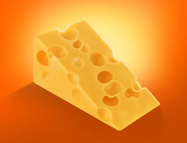 Stück Schweizer Käse mit isolierten Löchern — Stockfoto