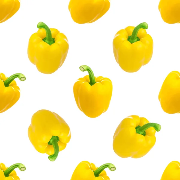 Seamless pattern with Yellow pepper isolated on white background, with clipping path — Stock Photo, Image