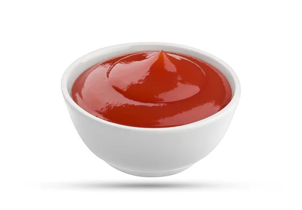 Ketchup isolé sur fond blanc. Portion de sauce tomate. Avec chemin de coupe . — Photo