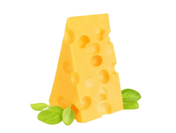 Stück Käse isoliert auf weißem Hintergrund. — Stockfoto