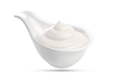 Beyaz arka planda izole edilmiş ekşi krema.