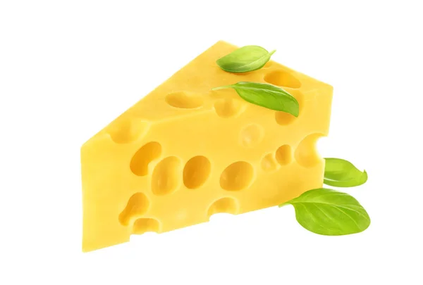 Driehoek van kaas geïsoleerd op een witte achtergrond. — Stockfoto