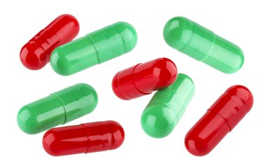 Beyaz arka plan üzerinde izole tıbbi hap kapsül