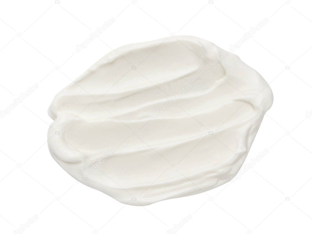 Handful of sour cream isolated on white background