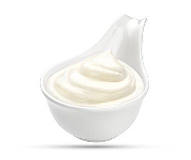 Beyaz zemin üzerine ekşi krema