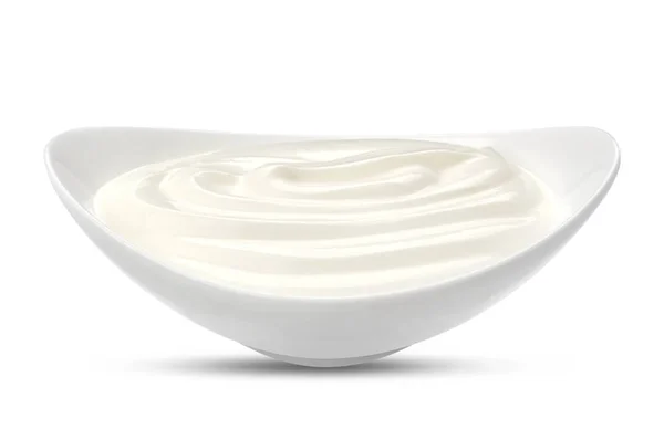 Iogurte grego isolado em branco — Fotografia de Stock
