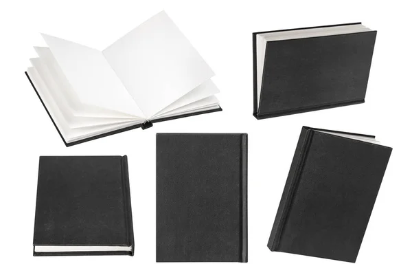 Empty black book on white background with copy space — Stock Photo, Image
