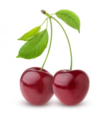 Beyaz arkaplanda kiraz izole