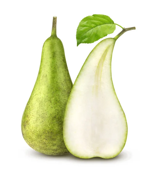 Pear isolerade. Gröna conference päron isolerad på vit bakgrund. — Stockfoto