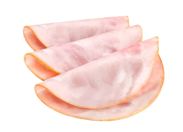 Slices of smoked ham isolated on white — Stock Photo, Image