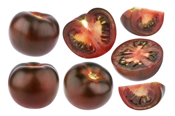 Black tomatoes isolated on white background. Collection — Stock Photo, Image