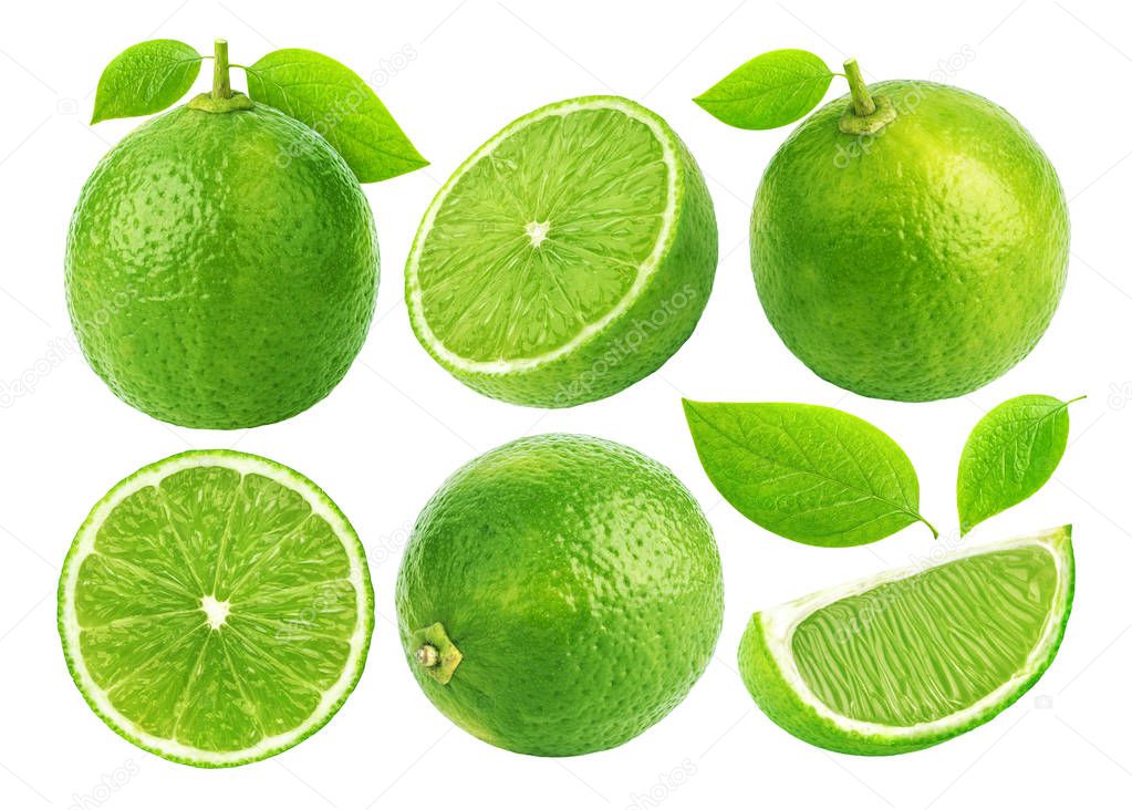 Lime isolated on white background. Collection